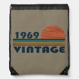 Born in 1969 vintage birthday drawstring bag