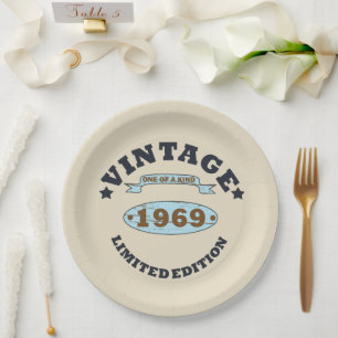 Born in 1969 vintage birthday gift paper plates