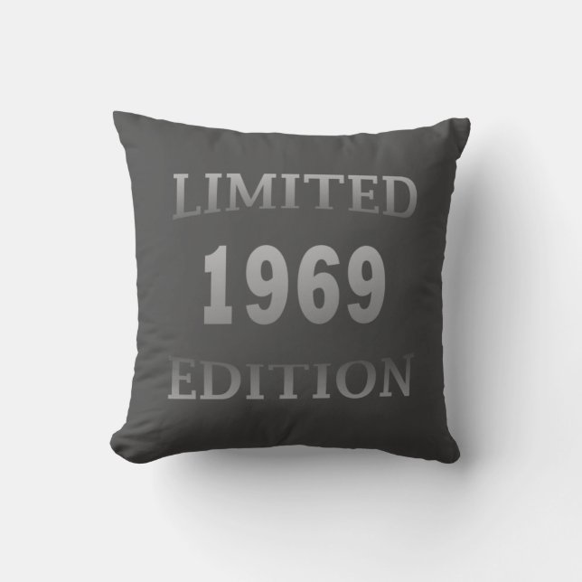 born in 1969 vintage birthday throw pillow (Front)