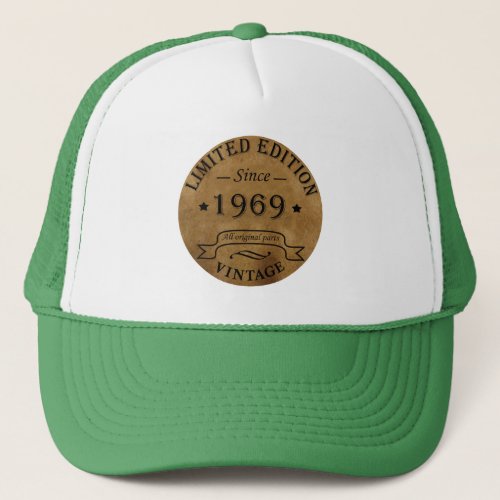 Born in 1969 vintage birthday trucker hat