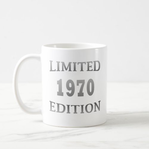 born in 1970 limited edition birthday coffee mug