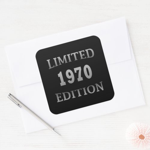 Born in 1970 limited edition birthday square sticker