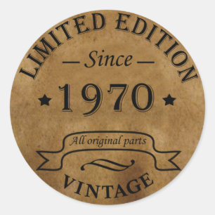 Born in 1970 vintage birthday classic round sticker