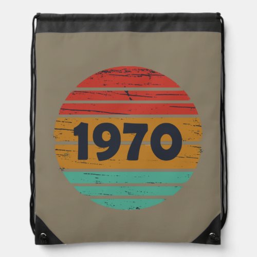 Born in 1970 vintage birthday drawstring bag