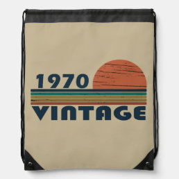 Born in 1970 vintage birthday drawstring bag