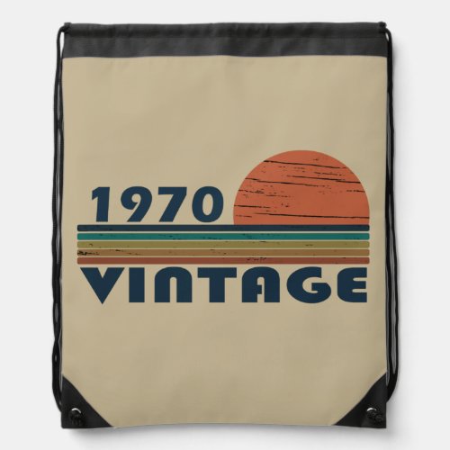 Born in 1970 vintage birthday drawstring bag