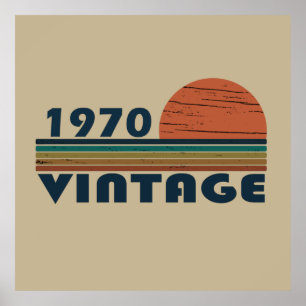 Born in 1970 vintage birthday gift poster