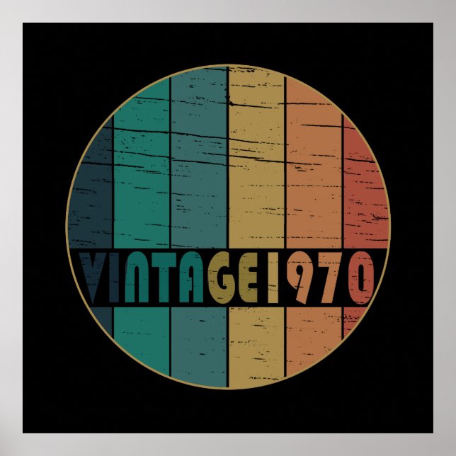 Born in 1970 vintage birthday gift poster (Front)