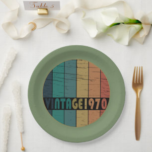 Born in 1970 Vintage Birthday Party Paper Plates