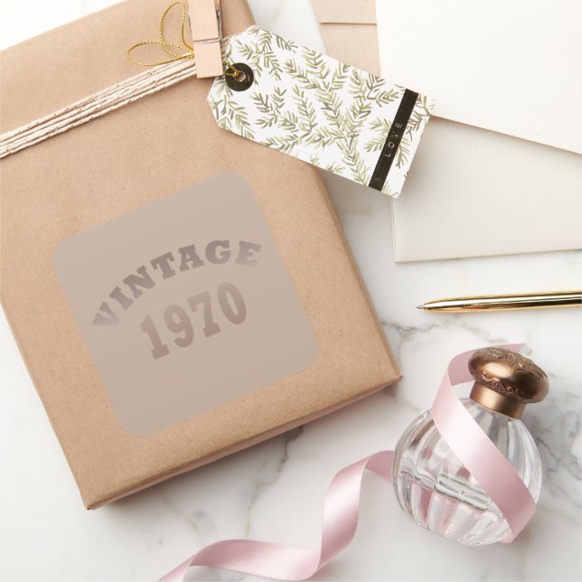 Born in 1970 vintage birthday square sticker (Gifting)