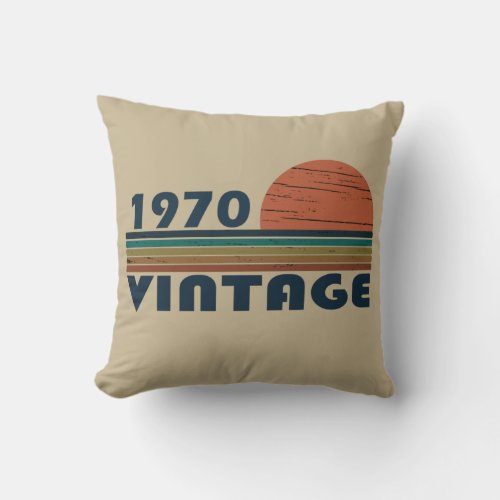 Born in 1970 vintage birthday throw pillow