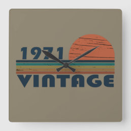 Born in 1971 vintage 53rd birthday square wall clock