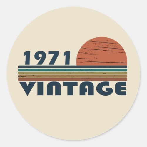 Born in 1971 vintage birthday classic round sticker