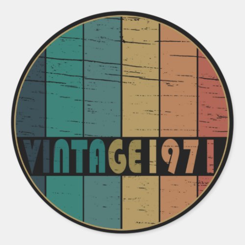 Born in 1971 vintage birthday classic round sticker