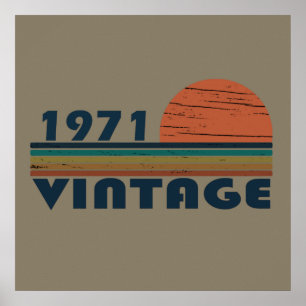 Born in 1971 vintage birthday gift poster