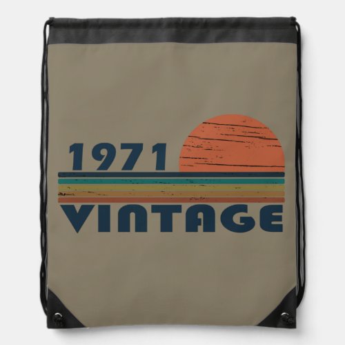 Born in 1971 vintage birthday gifts drawstring bag