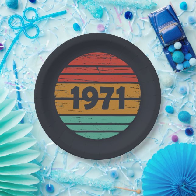 Born in 1971 vintage birthday paper plates (Party)