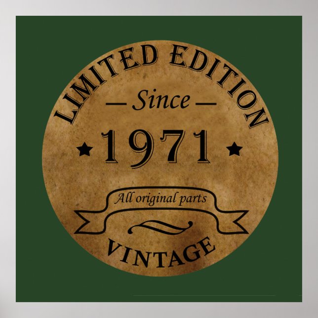 Born in 1971 vintage birthday poster (Front)