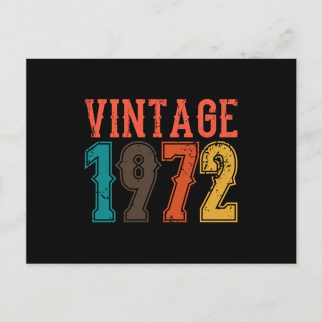 BORN IN 1972 Birthday VINTAGE Men Postcard (Front)