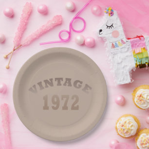 Born in 1972 elegant modern vintage birthday party paper plates
