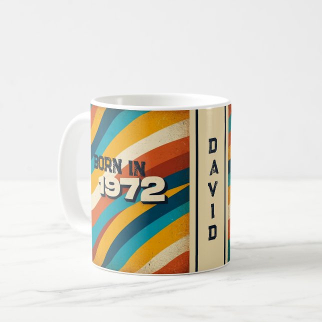 Born in 1972 Personalized Mug - 70s Groovy Stripes (Front Left)