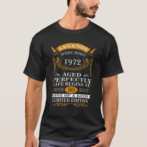 Born In 1972 Vintage 50Th Birthday Gift T_Shirt