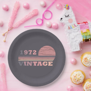 Born in 1972 vintage birthday gift paper plates