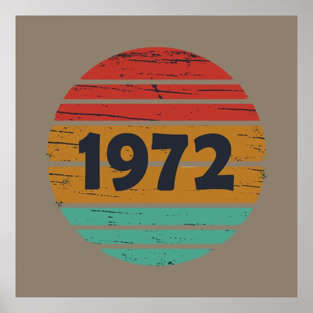 Born in 1972 vintage birthday gift poster (Front)