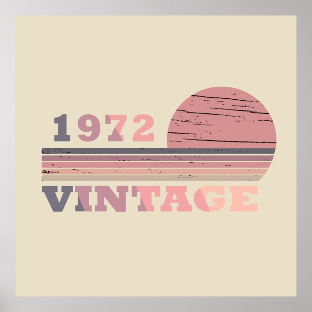 Born in 1972 vintage birthday gift poster (Front)