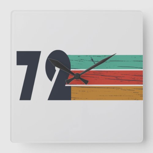 born in 1972 vintage birthday gift square wall clock