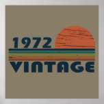 born in 1972 vintage birthday poster<br><div class="desc">You can add some originality to your wardrobe with this limited edition original sunset vintage retro-looking birthday design with awesome typography font lettering, it is a great gift idea for men, women, husband, wife girlfriend, and a boyfriend who will love this one-of-a-kind artwork. The best unique and funny holiday present...</div>