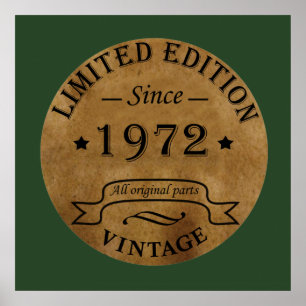 born in 1972 vintage birthday poster