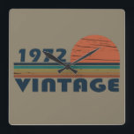 born in 1972 vintage birthday square wall clock<br><div class="desc">You can add some originality to your wardrobe with this limited edition original sunset vintage retro-looking birthday design with awesome typography font lettering, it is a great gift idea for men, women, husband, wife girlfriend, and a boyfriend who will love this one-of-a-kind artwork. The best unique and funny holiday present...</div>