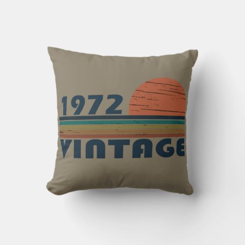 Born in 1972 vintage birthday throw pillow