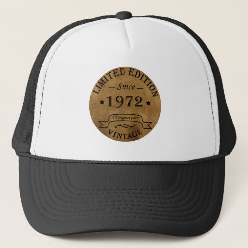 born in 1972 vintage birthday trucker hat