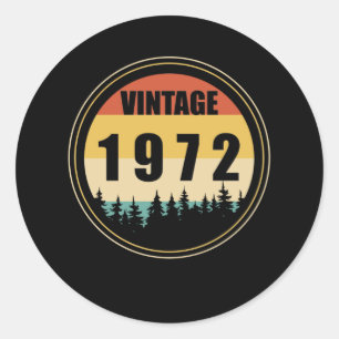 Born In 1972 Vintage Classic Round Sticker