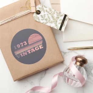 Born in 1973 elegant modern vintage birthday classic round sticker