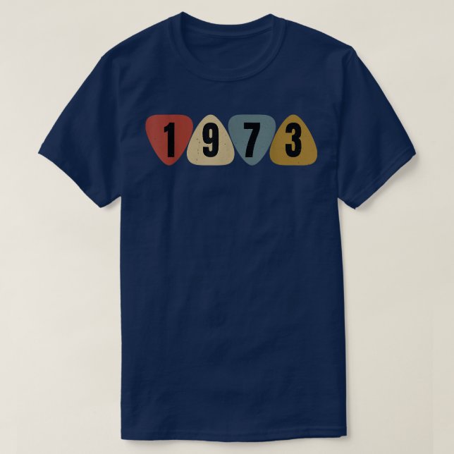 Born In 1973 Guitarist Guitar Pick Music Birthday  T-Shirt (Design Front)