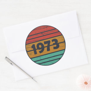 Born in 1973 vintage birthday gift classic round sticker