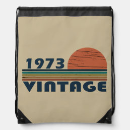 Born in 1973 vintage birthday gift drawstring bag