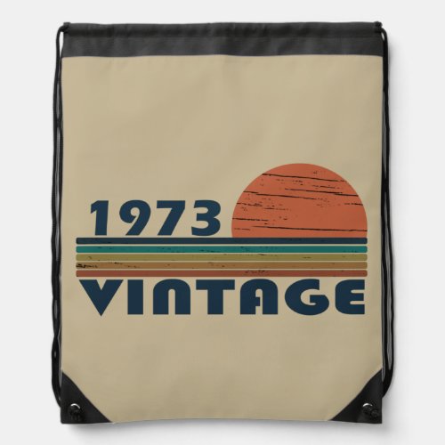 Born in 1973 vintage birthday gift drawstring bag