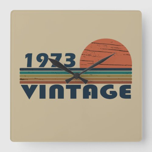 Born in 1973 vintage birthday gift square wall clock