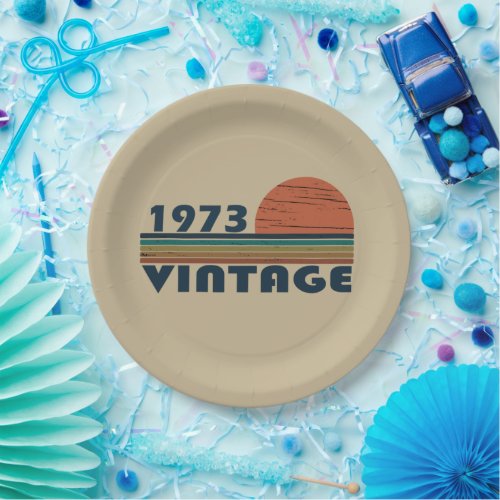 born in 1973 vintage birthday paper plates