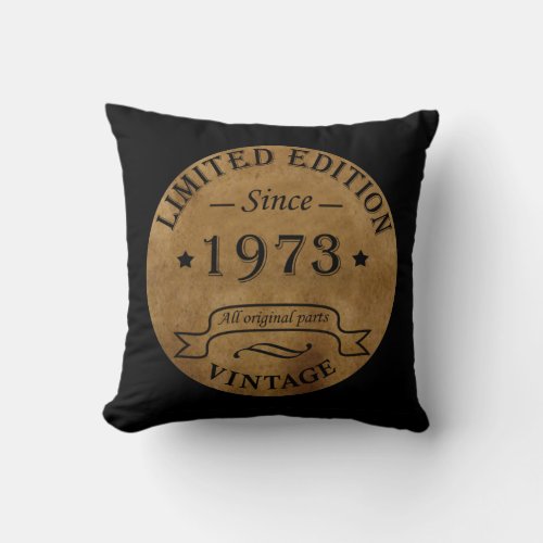Born in 1973 vintage birthday throw pillow