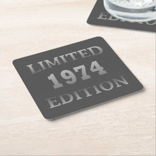 Born in 1974 50th birthday limited edition square paper coaster