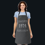 Born in 1974 birthday gift apron<br><div class="desc">Make your birthday special with this unique design. Add a touch of sophisticated elegance to your birthday celebration with our exquisite, one-of-a-kind designs. These graphics bring sophistication and originality to any product, creating a memorable and stylish gift. They are perfect for those who appreciate a touch of timeless glamour on...</div>