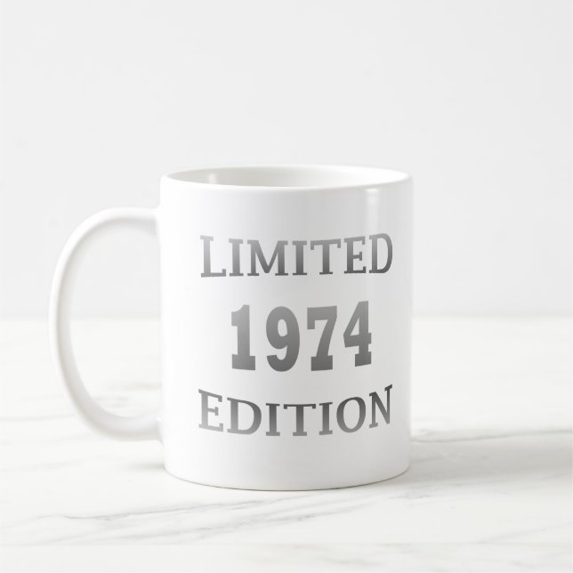 Born in 1974 birthday gift coffee mug (Left)