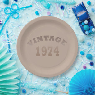 Born in 1974 elegant modern vintage birthday party paper plates