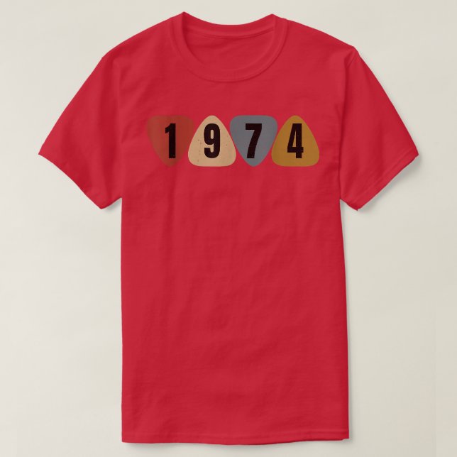Born In 1974 Guitarist Guitar Pick Music Birthday  T-Shirt (Design Front)