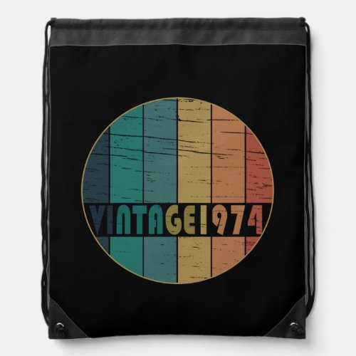 Born in 1974 vintage 50th birthday drawstring bag